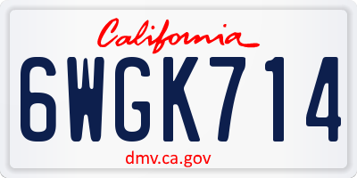 CA license plate 6WGK714