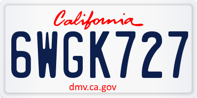 CA license plate 6WGK727