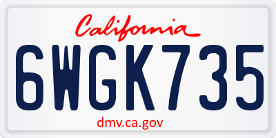 CA license plate 6WGK735