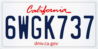 CA license plate 6WGK737
