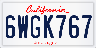 CA license plate 6WGK767