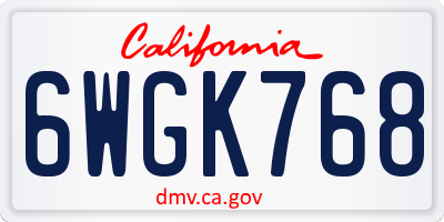 CA license plate 6WGK768
