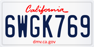 CA license plate 6WGK769