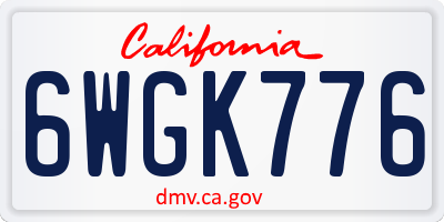 CA license plate 6WGK776
