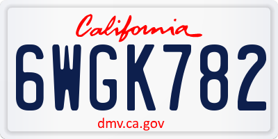 CA license plate 6WGK782