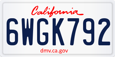 CA license plate 6WGK792