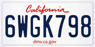 CA license plate 6WGK798