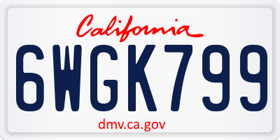 CA license plate 6WGK799