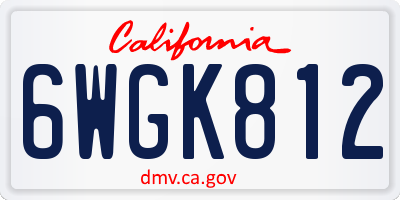 CA license plate 6WGK812