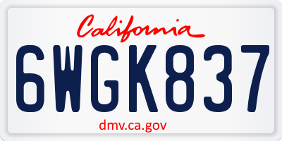 CA license plate 6WGK837