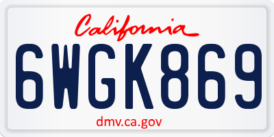 CA license plate 6WGK869