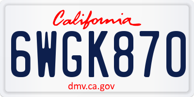 CA license plate 6WGK870