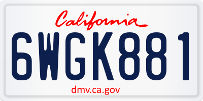 CA license plate 6WGK881
