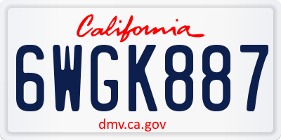CA license plate 6WGK887