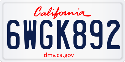 CA license plate 6WGK892