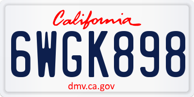 CA license plate 6WGK898
