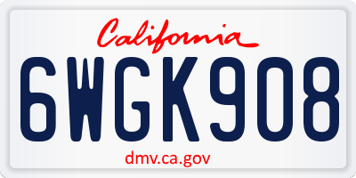 CA license plate 6WGK908