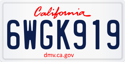CA license plate 6WGK919