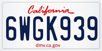 CA license plate 6WGK939