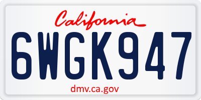 CA license plate 6WGK947