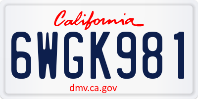 CA license plate 6WGK981