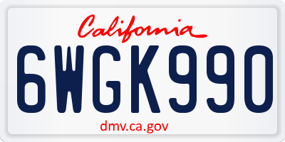 CA license plate 6WGK990