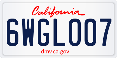 CA license plate 6WGL007