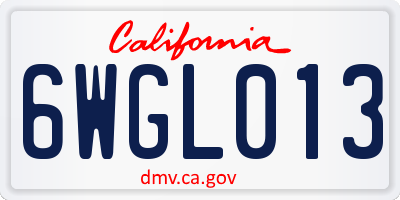 CA license plate 6WGL013