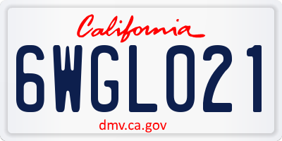 CA license plate 6WGL021