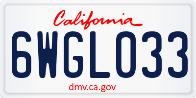 CA license plate 6WGL033