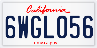 CA license plate 6WGL056