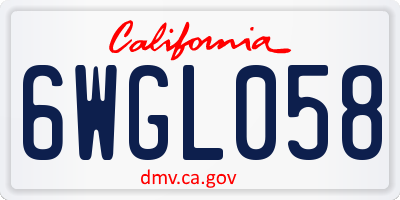CA license plate 6WGL058