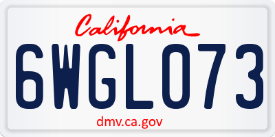 CA license plate 6WGL073