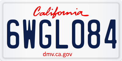 CA license plate 6WGL084