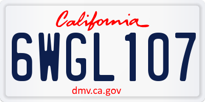 CA license plate 6WGL107