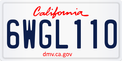CA license plate 6WGL110