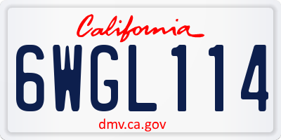 CA license plate 6WGL114