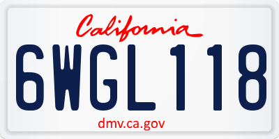 CA license plate 6WGL118