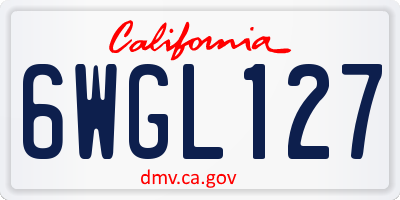 CA license plate 6WGL127