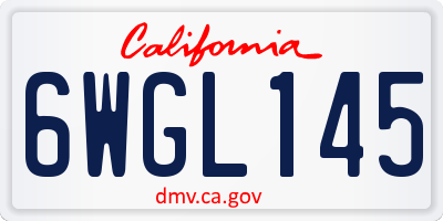 CA license plate 6WGL145