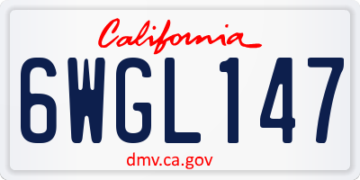 CA license plate 6WGL147