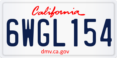 CA license plate 6WGL154