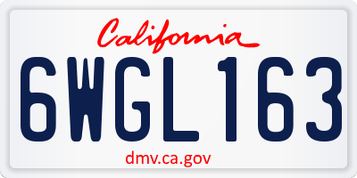 CA license plate 6WGL163