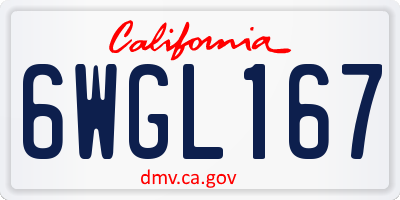CA license plate 6WGL167