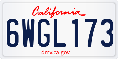 CA license plate 6WGL173