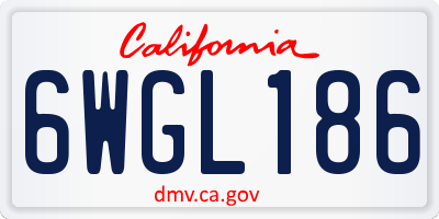 CA license plate 6WGL186