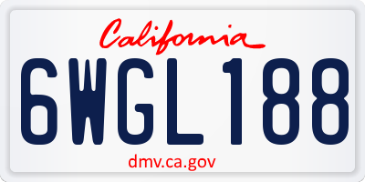 CA license plate 6WGL188