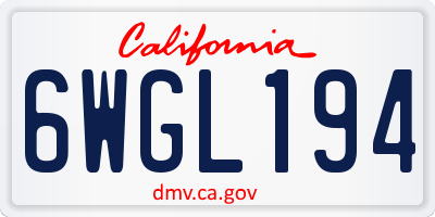 CA license plate 6WGL194