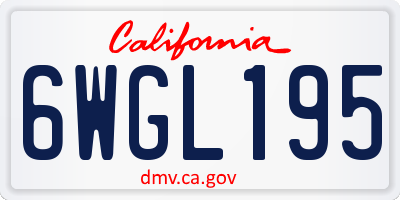 CA license plate 6WGL195