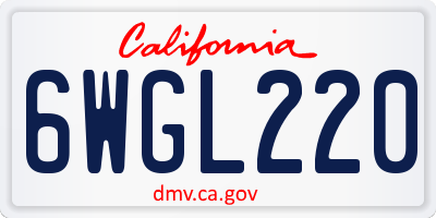 CA license plate 6WGL220